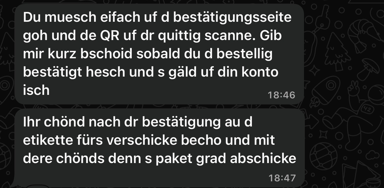 Beispiel einer verdächtigen WhatsApp-Kaufanfrage